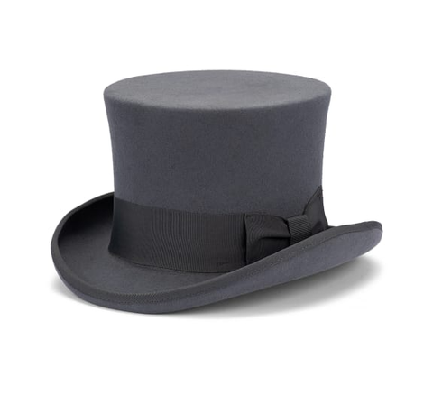 Premium Grey 5.5 Inch Australian Wool Felt Top Hat 60cm