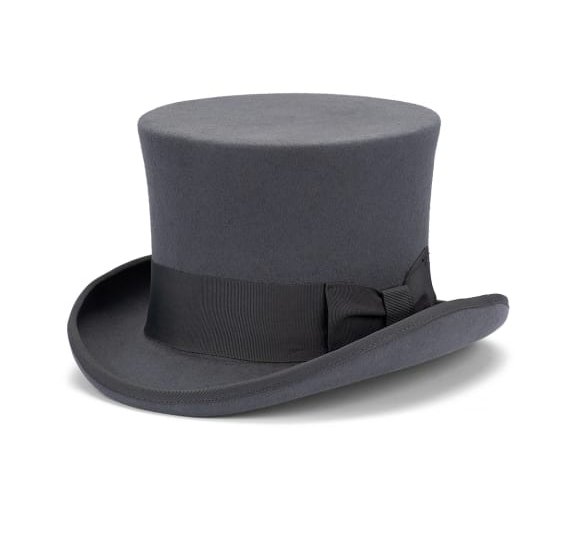 Premium Grey 5.5 Inch Australian Wool Felt Top Hat 60cm
