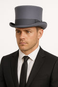 Premium Grey 5.5 Inch Australian Wool Felt Top Hat 60cm