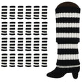 Premium 24 Pair Black White Stripe Women's 80s Knit Leg Warmers