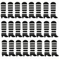Premium 24 Pair Black White Stripe Women's 80s Knit Leg Warmers