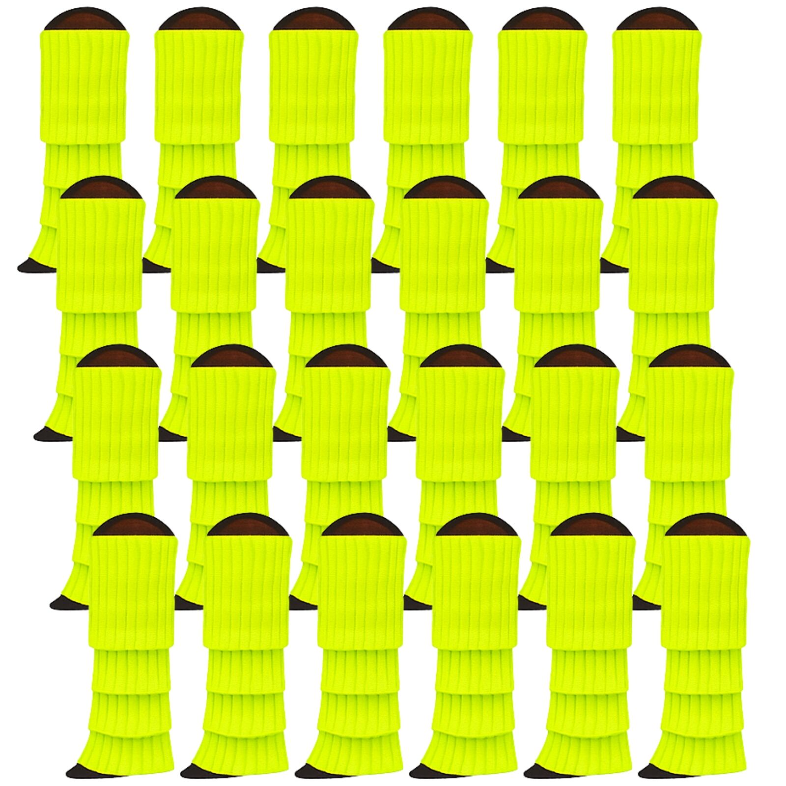 Premium 24 Pair Fluro Yellow Women's 80s Knit Leg Warmers