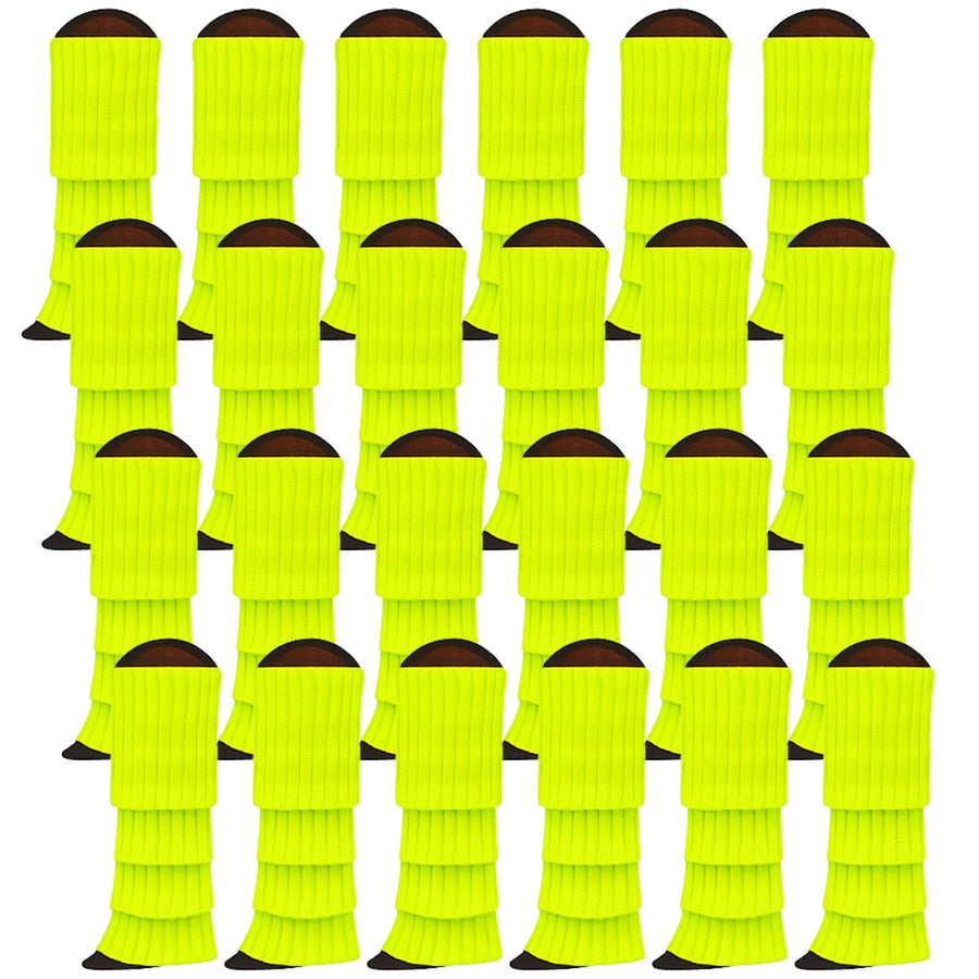 Premium 24 Pair Fluro Yellow Women's 80s Knit Leg Warmers