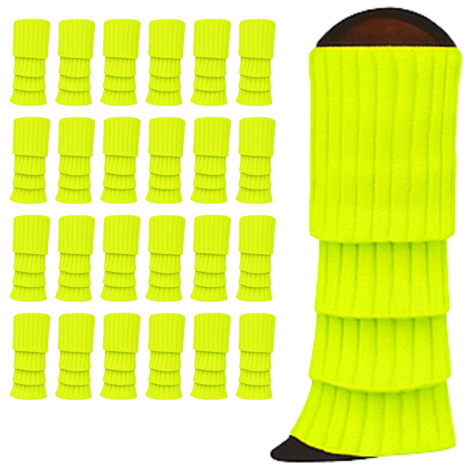 Premium 24 Pair Fluro Yellow Women's 80s Knit Leg Warmers