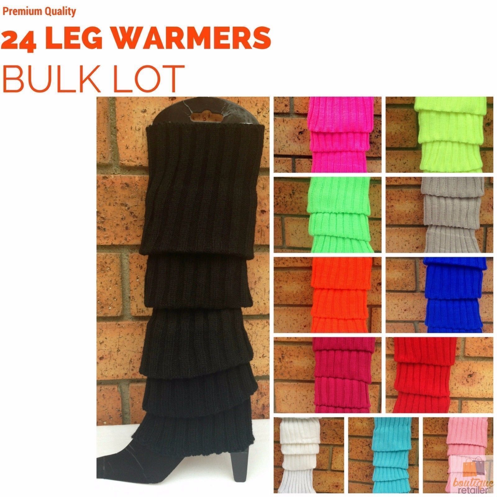 Premium 24 Pair Green Women's 80s Knit Leg Warmers Bulk Pack