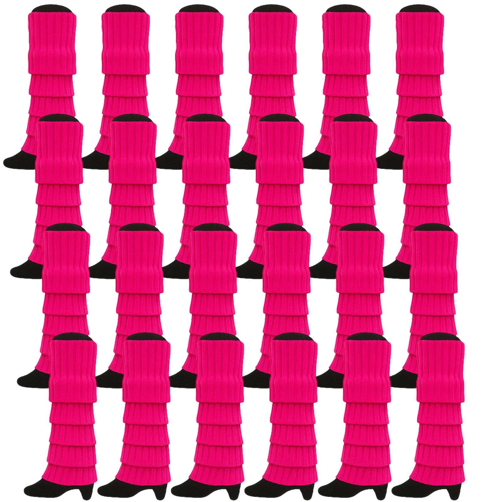 Premium 24 Pair Hot Pink Women's 80s Knit Leg Warmers Bulk Pack