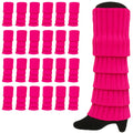 Premium 24 Pair Hot Pink Women's 80s Knit Leg Warmers Bulk Pack