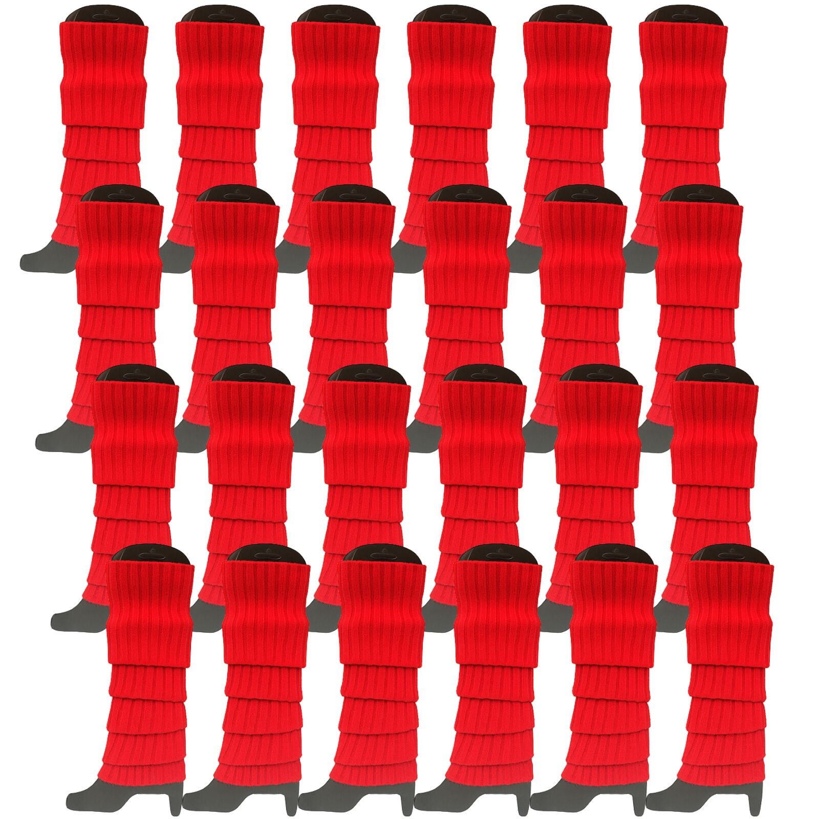 Premium 24 Pair Red Women's 80s Knit Leg Warmers Bulk Pack