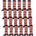 Premium 24 Pair Red White Stripe Women's 80s Knit Leg Warmers
