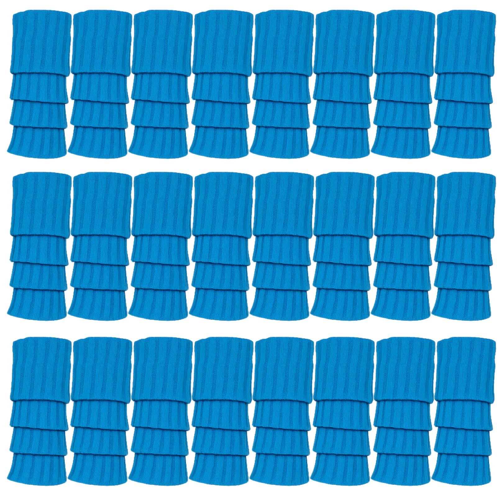Premium 24 Pair Topaz Blue Women's 80s Knit Leg Warmers Bulk Pack