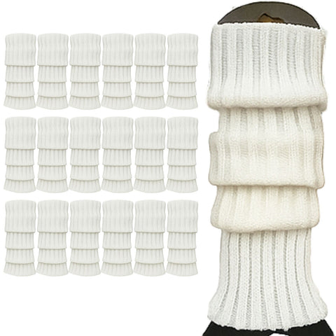 Premium 24 Pair White Women's 80s Knit Leg Warmers Bulk Pack