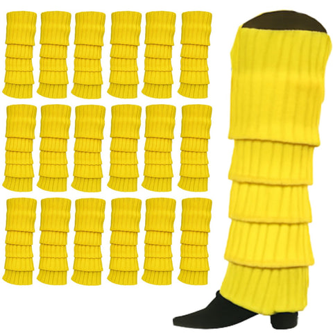 Premium 24 Pair Yellow Women's 80s Knit Leg Warmers Bulk Pack