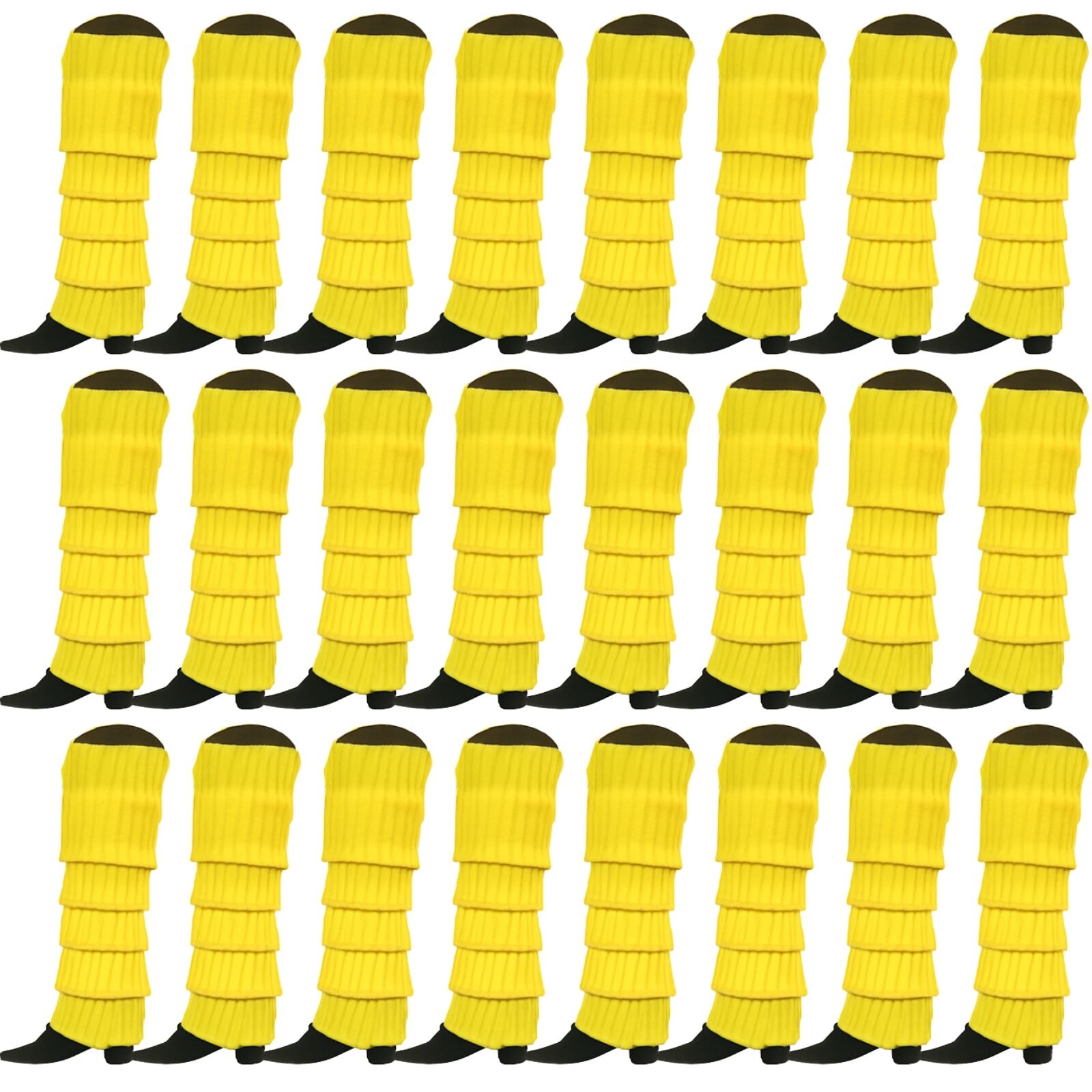 Premium 24 Pair Yellow Women's 80s Knit Leg Warmers Bulk Pack