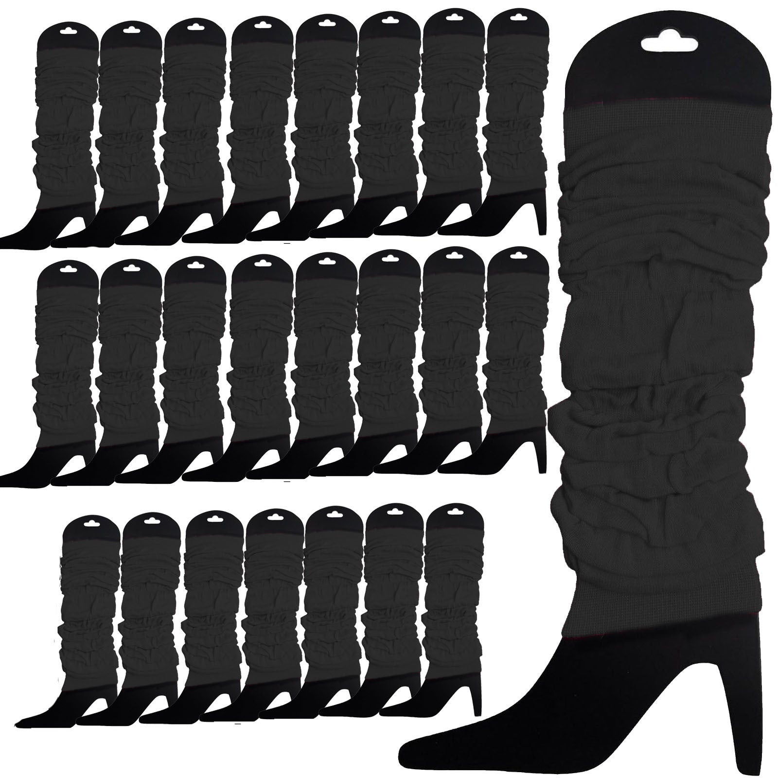 Premium 24 Pack Black Knitted 80s Party Leg Warmers