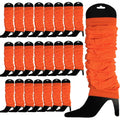 Premium 24 Pack Fluro Orange Knitted 80s Party Leg Warmers