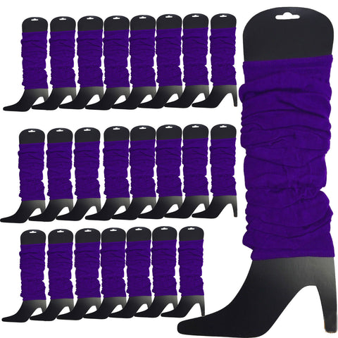Premium 24 Pack Purple Knitted 80s Party Leg Warmers