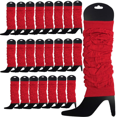 Premium 24 Pack Red Knitted 80s Party Leg Warmers