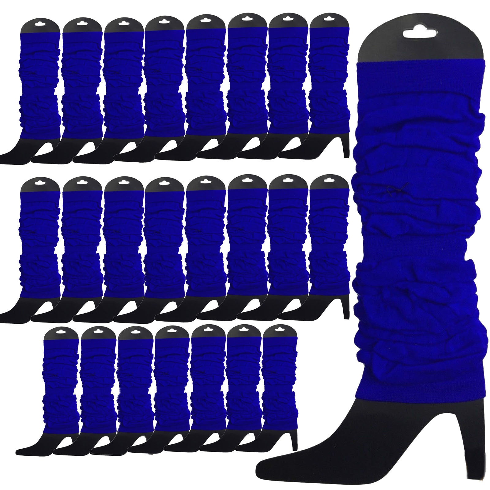Premium 24 Pack Royal Blue Knitted 80s Party Leg Warmers