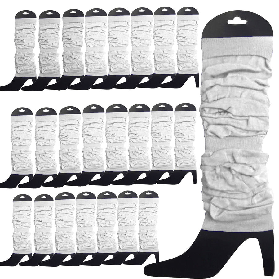Premium 24 Pack White Knitted 80s Party Leg Warmers