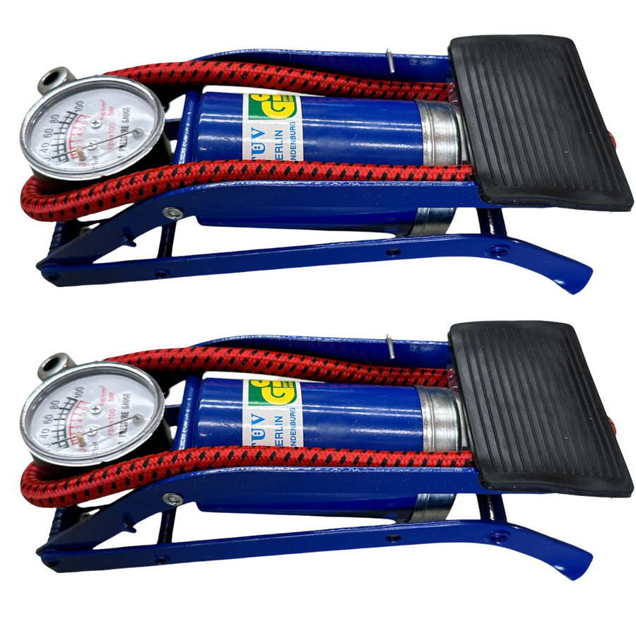 2x HIGH PRESSURE FOOT PUMP Ball Bicycle Motorbike Car Tire Inflator Tyre Air - SuperSaverAU - view 1