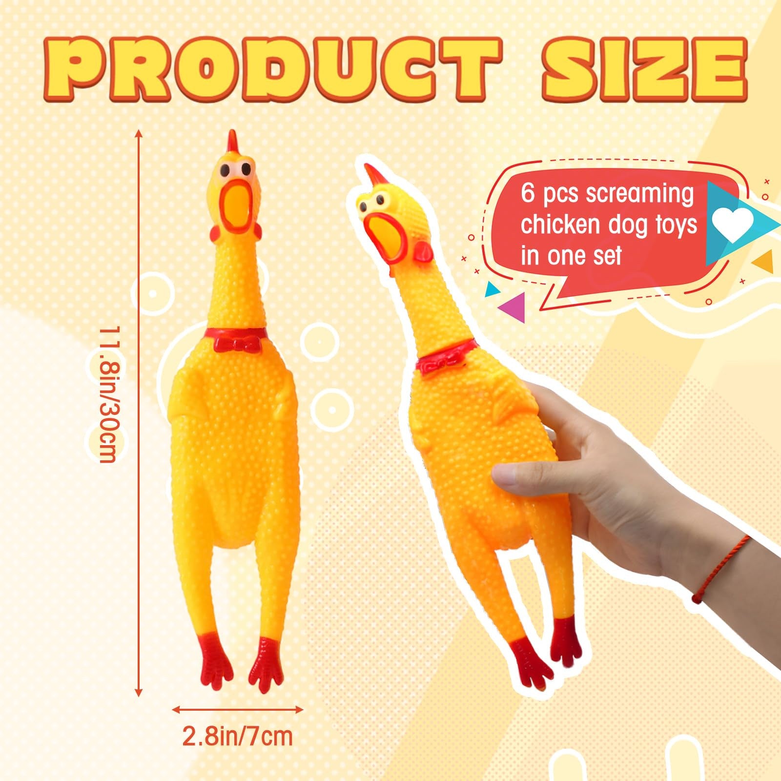 Premium Shrilling Chicken Dog Chew Squeeze Sound Toys - 3 Pack