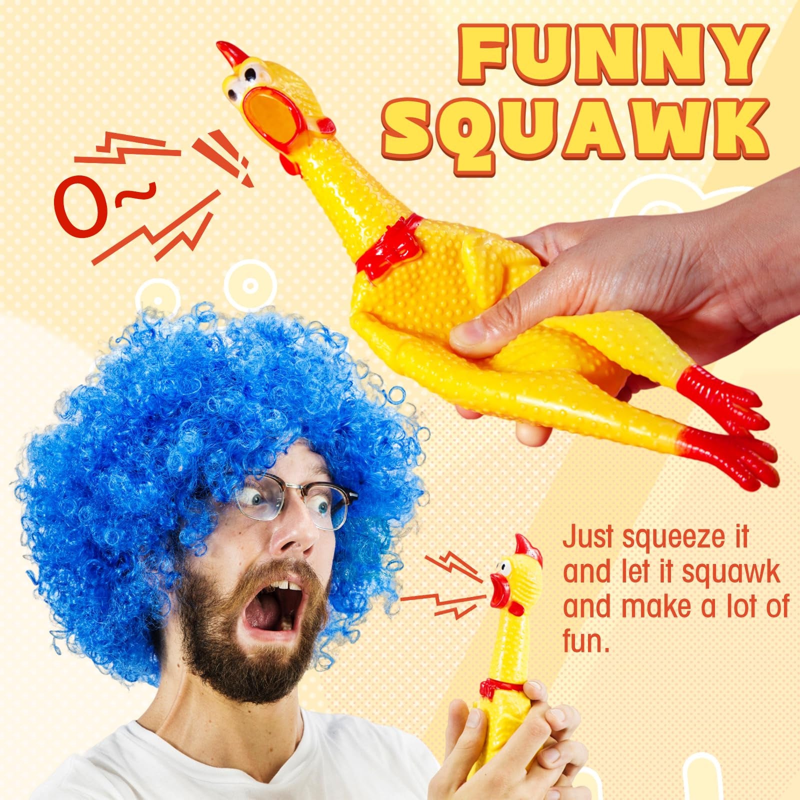 Premium Shrilling Chicken Dog Chew Squeeze Sound Toys - 3 Pack