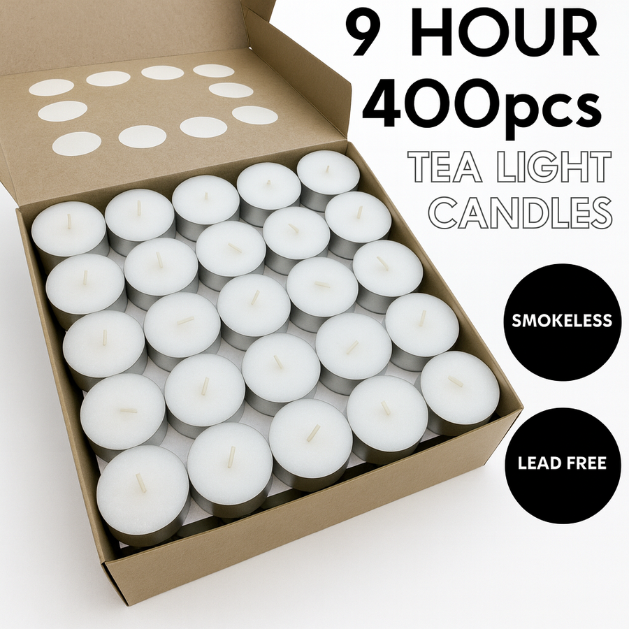 400pcs TEA LIGHT CANDLES 9 Hour Burn Tealight Wedding Smokeless Crystal Wax BULK - SuperSaverAU - view 1