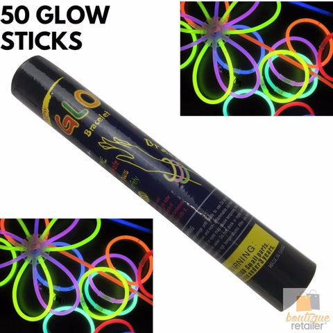 50 GLOW STICKS Party Light Glow In The Dark Rave NECKLACE Disco Bulk - SuperSaverAU - view 2