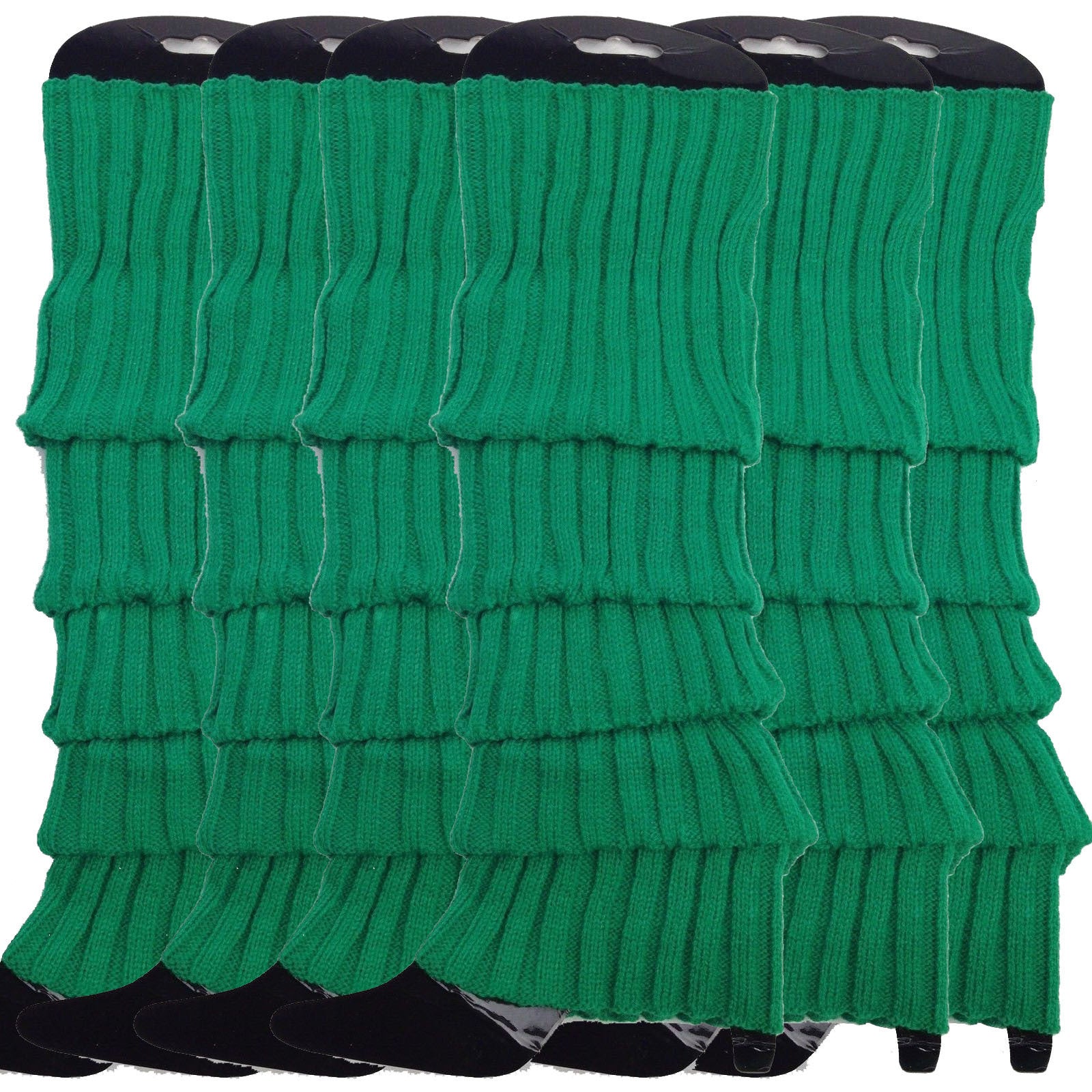 Premium 6 Pair Women's Knit Leg Warmers Dance Costume Socks Green