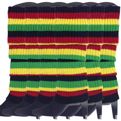 6x Womens Leg Warmers Disco Winter Knit Dance Party Crochet Legging Socks Costume - Indigenous Colours - SuperSaverAU - view 2