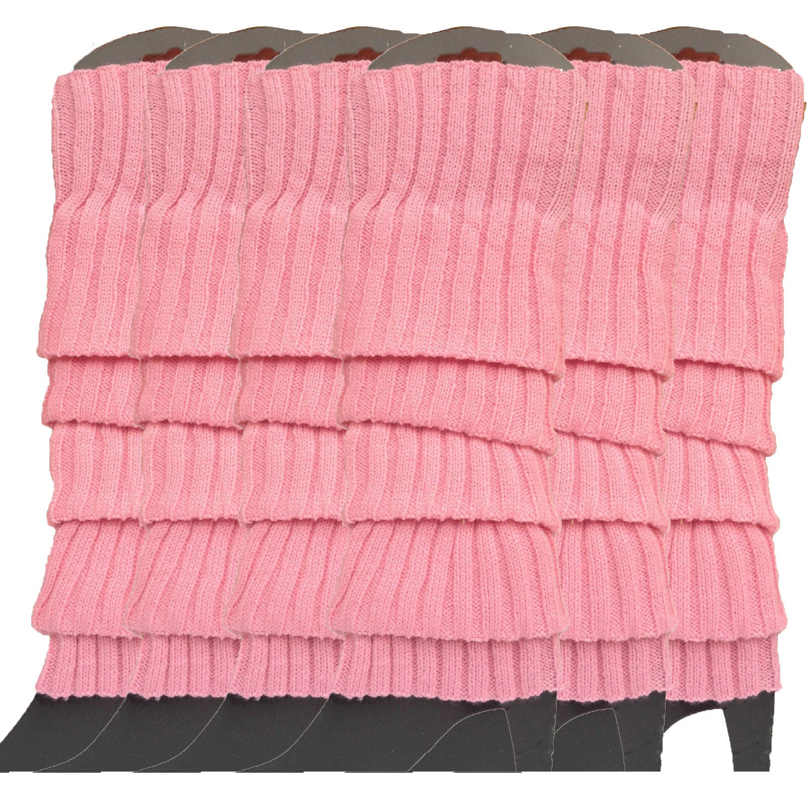 Premium 6 Pair Women's Knit Leg Warmers Dance Costume Socks Light Pink