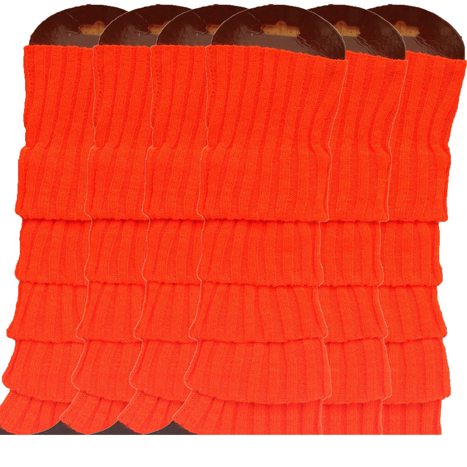 Premium 6 Pair Women's Knit Leg Warmers Dance Costume Socks Orange