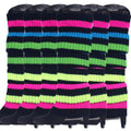 Premium 6 Pair Women's Knit Leg Warmers Dance Costume Socks Rainbow Black Stripe