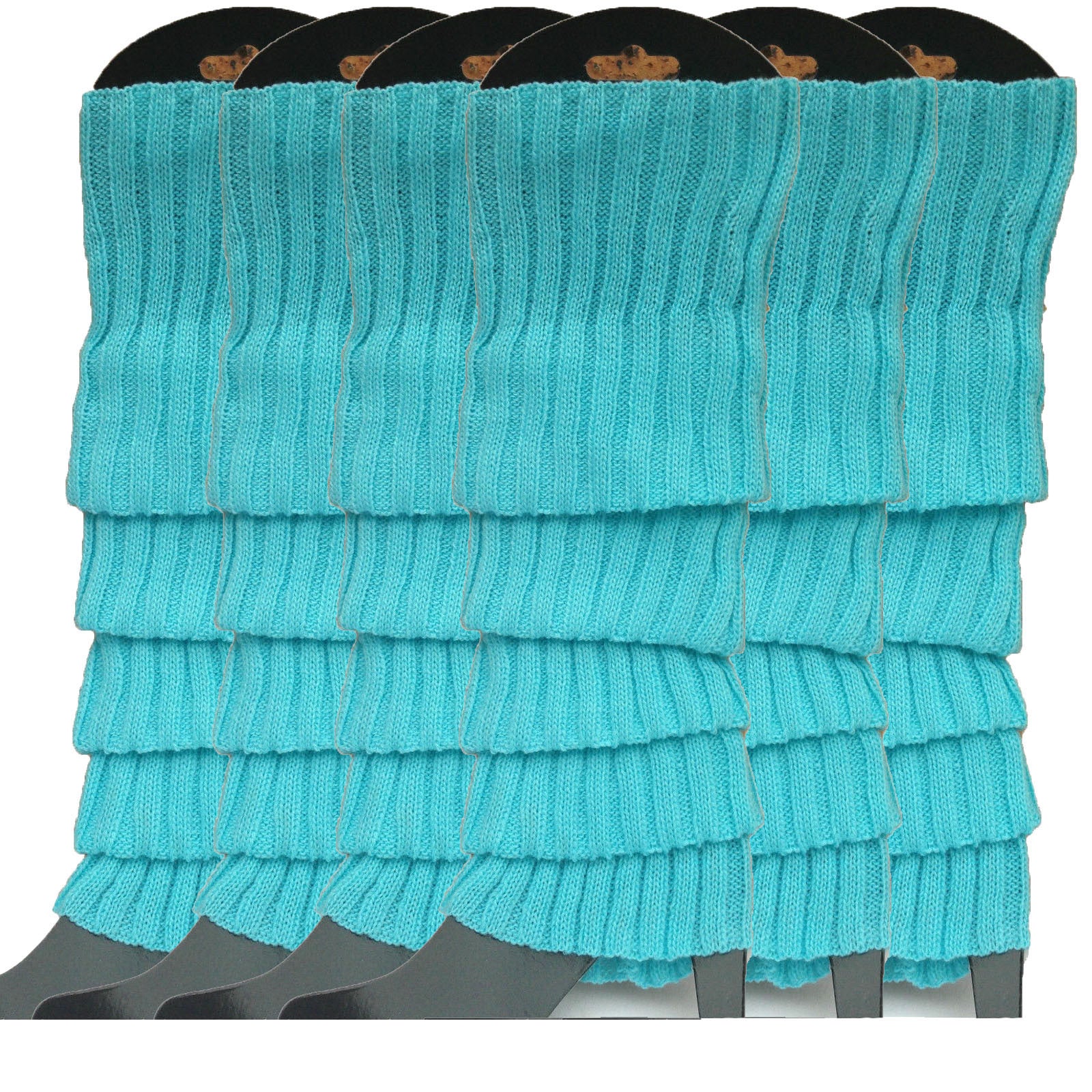 Premium 6 Pair Women's Knit Leg Warmers Dance Costume Socks Sky Blue