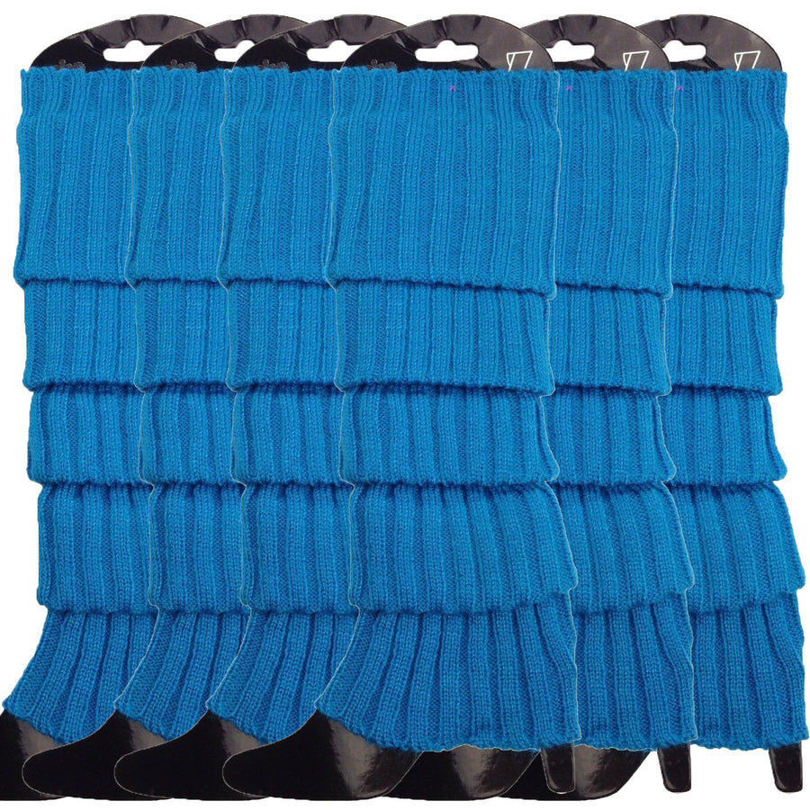 Premium 6 Pair Women's Knit Leg Warmers Dance Costume Socks Topaz Blue