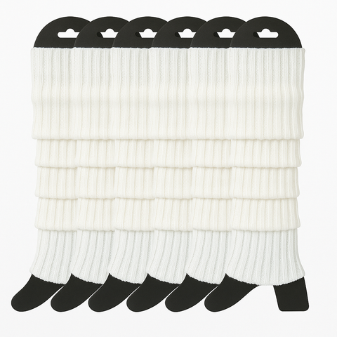 Premium 6 Pair Women's Knit Leg Warmers Dance Costume Socks White
