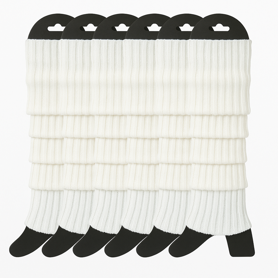 Premium 6 Pair Women's Knit Leg Warmers Dance Costume Socks White