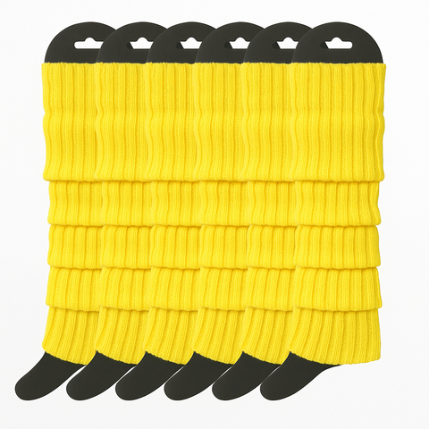 Premium 6 Pair Women's Knit Leg Warmers Dance Costume Socks Yellow