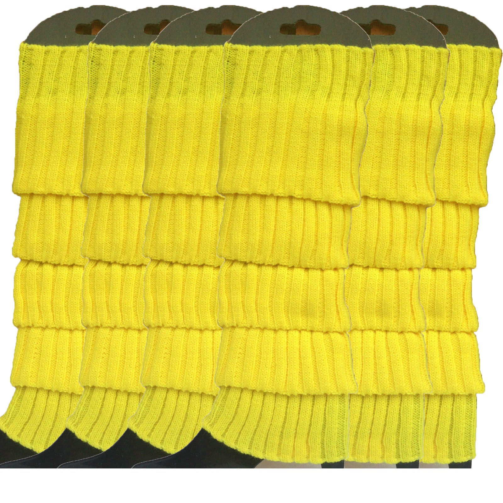 Premium 6 Pair Women's Knit Leg Warmers Dance Costume Socks Yellow