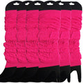 Premium 6 Pair Women's Neon Knit Leg Warmers 80s Dance Costume Fluro Hot Pink