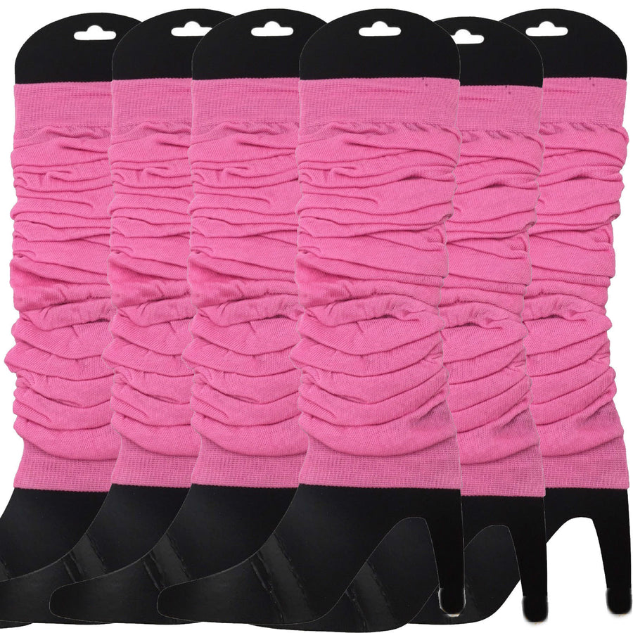 Premium 6 Pair Women's Neon Knit Leg Warmers 80s Dance Costume Light Pink