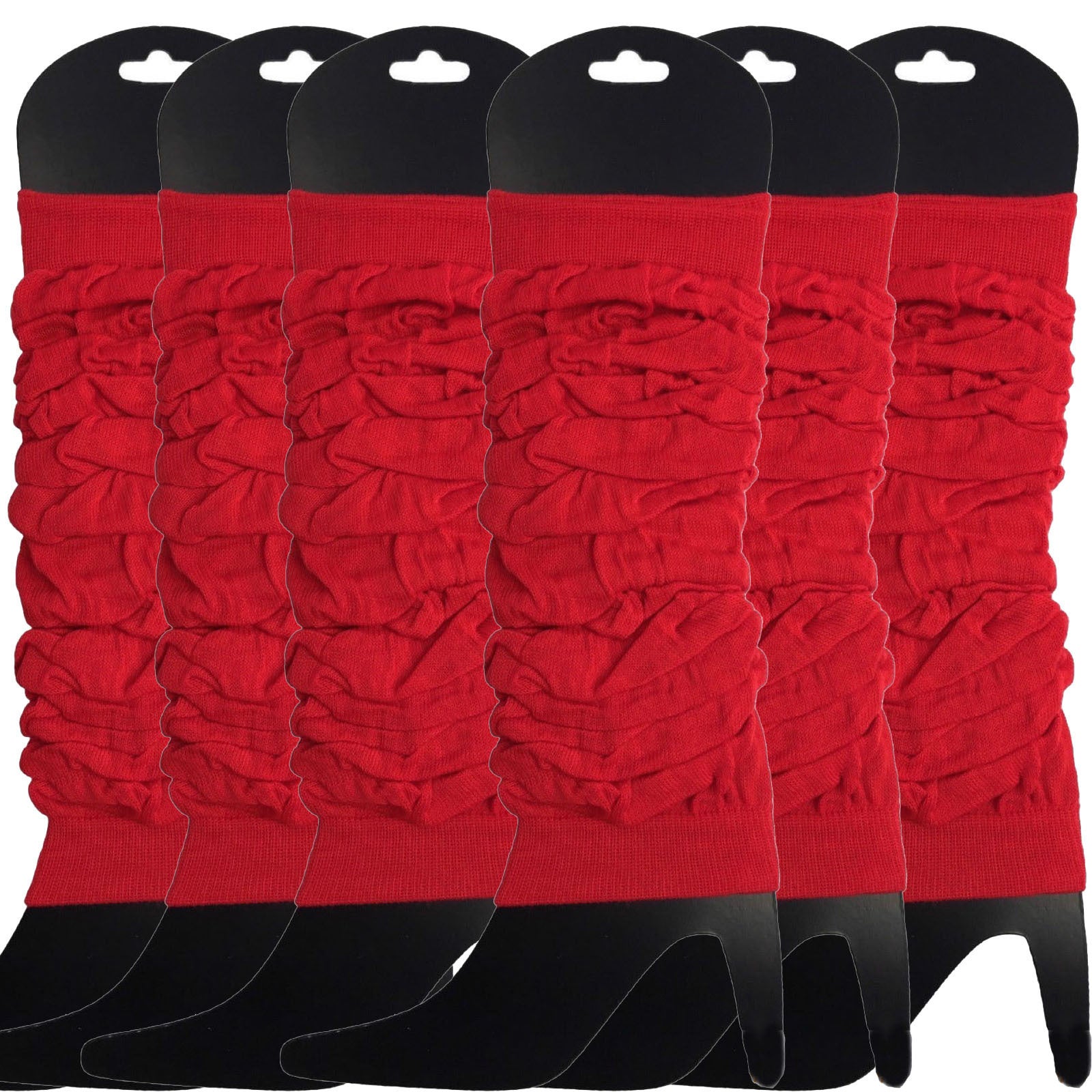 Premium 6 Pair Women's Neon Knit Leg Warmers 80s Dance Costume Red