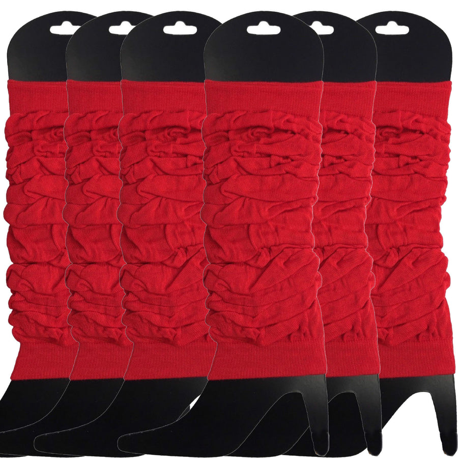 Premium 6 Pair Women's Neon Knit Leg Warmers 80s Dance Costume Red
