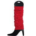 Premium 6 Pair Women's Neon Knit Leg Warmers 80s Dance Costume Red