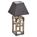 Premium Wooden Table Lamp with Steel Frame & Linen Shade - 54cm