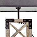Premium Wooden Table Lamp with Steel Frame & Linen Shade - 54cm