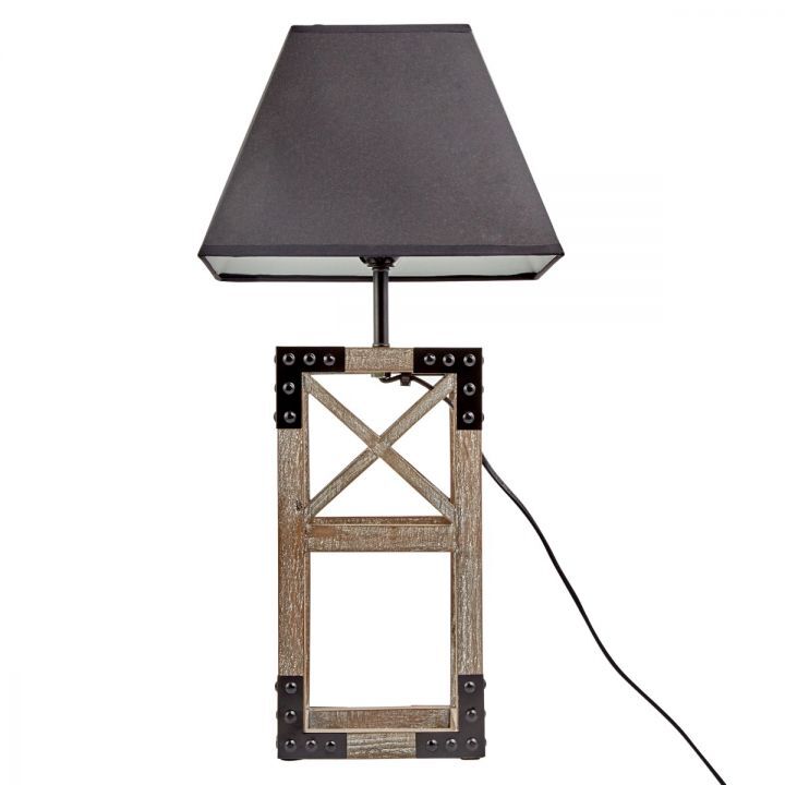 Premium Wooden Table Lamp with Steel Frame & Linen Shade - 54cm