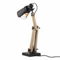 Premium Scandi Wooden Table Lamp with Metal Shade - 32.5 x 16.5 x 36.5cm