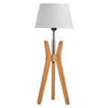 Premium Bamboo Tripod Table Lamp with White Linen Shade - 62cm