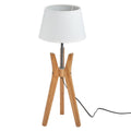 Premium Bamboo Tripod Table Lamp with White Linen Shade - 62cm